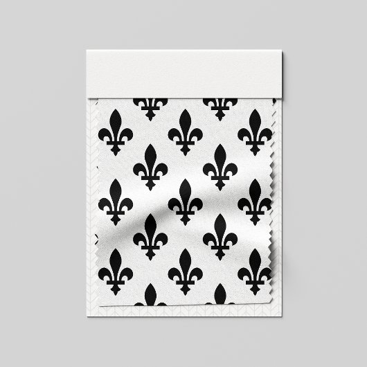 Lilie Pattern, Royal French, Black on White Stoff