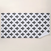 Lilie Pattern, Royal French, Black on White Strandtuch (Vorderseite)