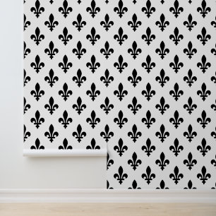 Lilie Pattern, Royal French, Black on White Tapete
