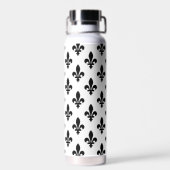 Lilie Pattern, Royal French, Black on White Trinkflasche (Rückseite)