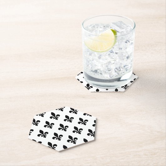 Lilie Pattern, Royal French, Black on White Untersetzer (Vor Ort)