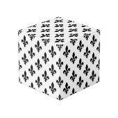 Lilie Pattern, Royal French, Black on White Würfel (Rückseite Schrägansicht)