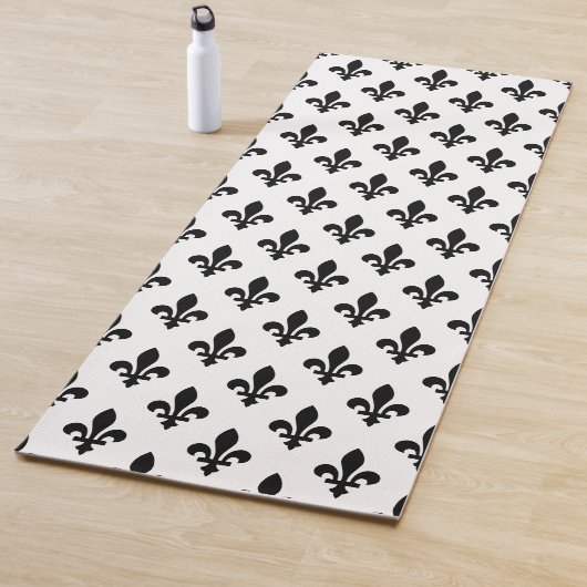 Lilie Pattern, Royal French, Black on White Yogamatte (Beispiel)