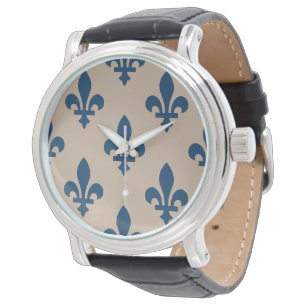 Lilie Pattern, Royal French Blue on Cream Armbanduhr