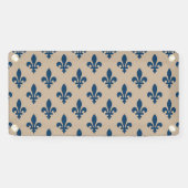 Lilie Pattern, Royal French Blue on Cream Banner (Horizontal)