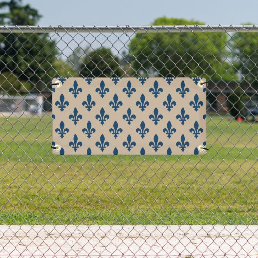 Lilie Pattern, Royal French Blue on Cream Banner (Insitu)