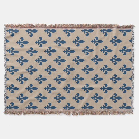 Lilie Pattern, Royal French Blue on Cream Decke (Vorderseite)