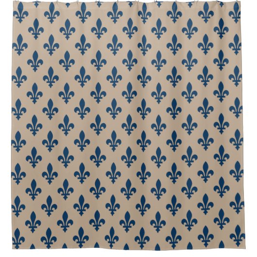 Lilie Pattern, Royal French Blue on Cream Duschvorhang (Vorderseite)