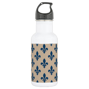 Lilie Pattern, Royal French Blue on Cream Edelstahlflasche