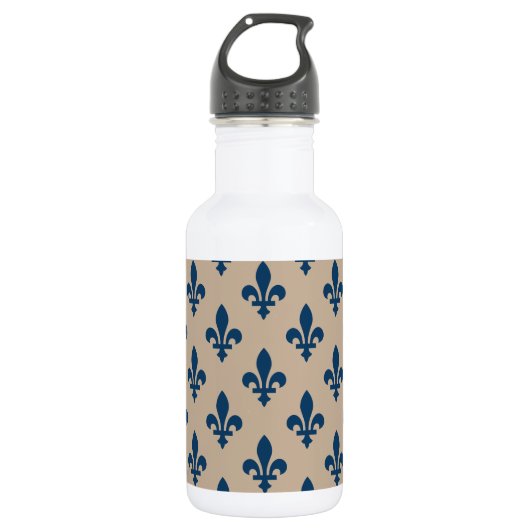Lilie Pattern, Royal French Blue on Cream Edelstahlflasche (Vorderseite)