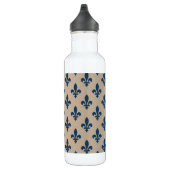 Lilie Pattern, Royal French Blue on Cream Edelstahlflasche (Rechts)
