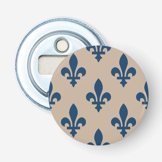 Lilie Pattern, Royal French Blue on Cream Flaschenöffner (Vorderseite)