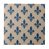 Lilie Pattern, Royal French Blue on Cream Fliese (Vorderseite)