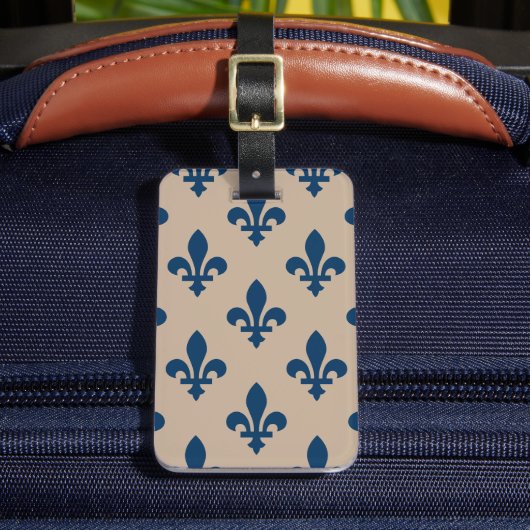 Lilie Pattern, Royal French Blue on Cream Gepäckanhänger (Vorderseite Insitu 2)