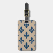 Lilie Pattern, Royal French Blue on Cream Gepäckanhänger (Vorderseite vertikal)