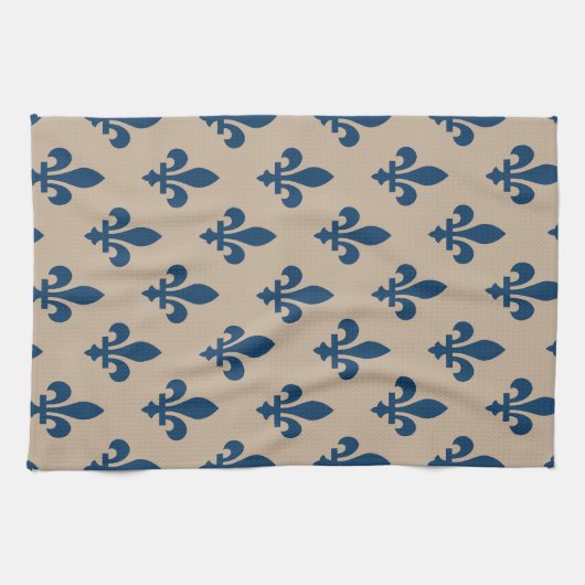 Lilie Pattern, Royal French Blue on Cream Geschirrtuch (Horizontal)