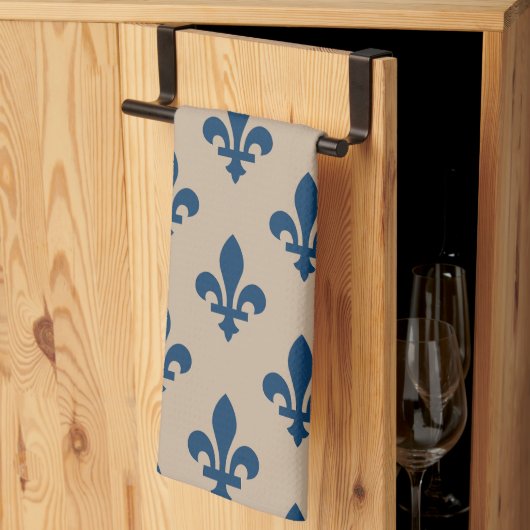 Lilie Pattern, Royal French Blue on Cream Geschirrtuch (Drittel gefaltet)