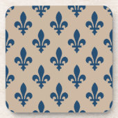 Lilie Pattern, Royal French Blue on Cream Getränkeuntersetzer (Vorderseite)