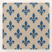 Lilie Pattern, Royal French Blue on Cream Glasuntersetzer (Vorderseite)