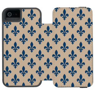 Lilie Pattern, Royal French Blue on Cream Incipio Watson™ iPhone 5 Geldbörsen Hülle