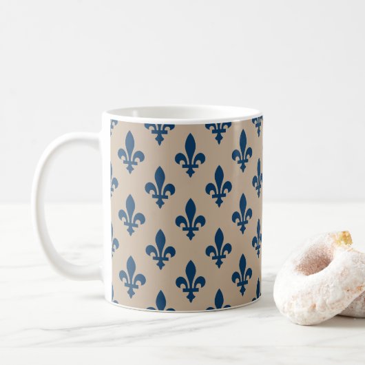 Lilie Pattern, Royal French Blue on Cream Kaffeetasse (Mit Donut)