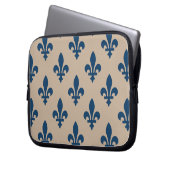 Lilie Pattern, Royal French Blue on Cream Laptopschutzhülle (Vorderseite Links)