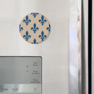 Lilie Pattern, Royal French Blue on Cream Magnet