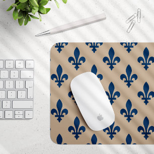 Lilie Pattern, Royal French Blue on Cream Mousepad