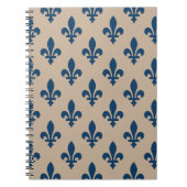 Lilie Pattern, Royal French Blue on Cream Notizblock (Vorderseite)