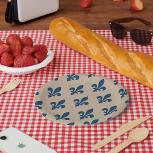 Lilie Pattern, Royal French Blue on Cream Pappteller