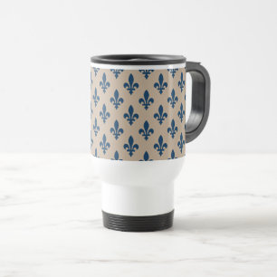 Lilie Pattern, Royal French Blue on Cream Reisebecher