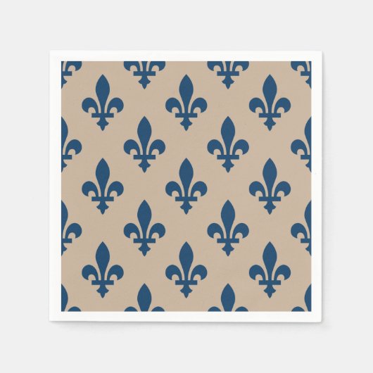Lilie Pattern, Royal French Blue on Cream Serviette (Vorderseite)