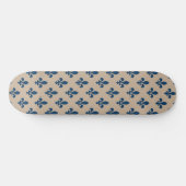 Lilie Pattern, Royal French Blue on Cream Skateboard (Horizontal)