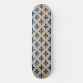 Lilie Pattern, Royal French Blue on Cream Skateboard (Vorderseite)