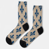 Lilie Pattern, Royal French Blue on Cream Socken (Linkes Detail)