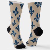 Lilie Pattern, Royal French Blue on Cream Socken (Gewinkelt)