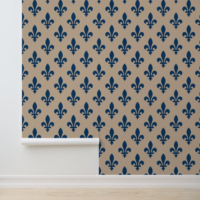 Lilie Pattern, Royal French Blue on Cream Tapete (Anwendung)