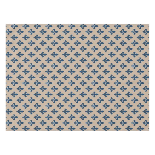 Lilie Pattern, Royal French Blue on Cream Tischdecke (Vorderseite (Horizontal))