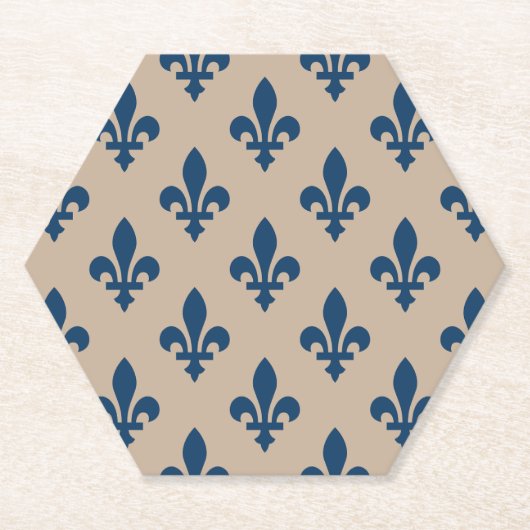 Lilie Pattern, Royal French Blue on Cream Untersetzer (Vorderseite)