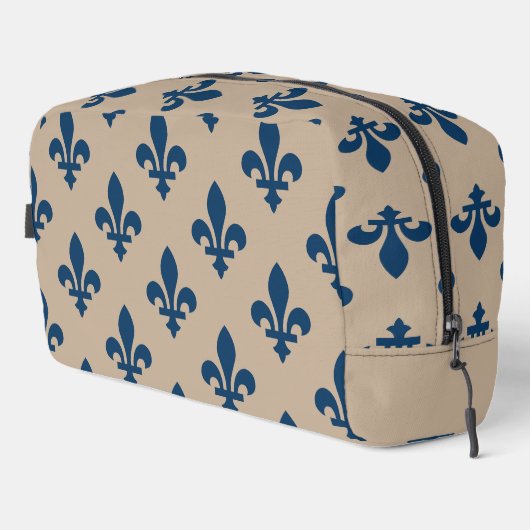Lilie Pattern, Royal French Blue on Cream Waschbeutel (Rechte Ecke)