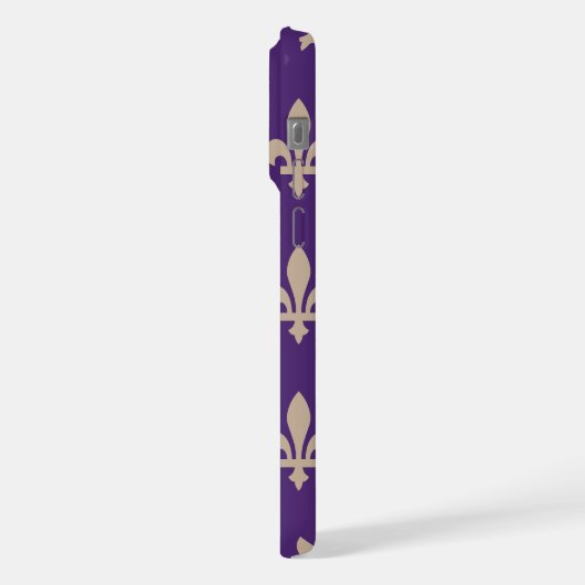 Lilie Pattern, Royal French Cream auf Lila iPhone Hülle (Linke Seite)