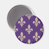 Lilie Pattern, Royal French Cream auf Lila Magnet (Vorderseite/Rückseite)