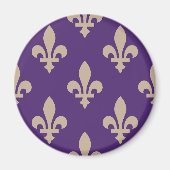 Lilie Pattern, Royal French Cream auf Lila Magnet (Vorne)