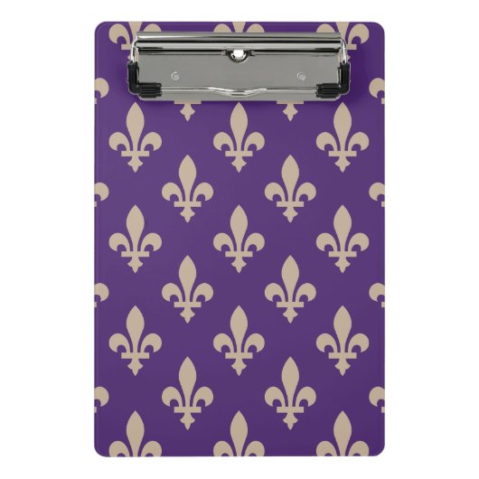 Lilie Pattern, Royal French Cream auf Lila Mini Klemmbrett (Vorderseite)