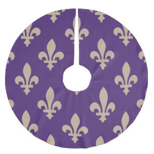 Lilie Pattern, Royal French Cream auf Lila Polyester Weihnachtsbaumdecke