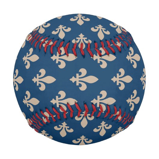 Lilie Pattern, Royal French, Cream on Blue Baseball (Rückseite)