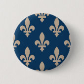 Lilie Pattern, Royal French, Cream on Blue Button (Vorderseite)