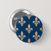 Lilie Pattern, Royal French, Cream on Blue Button (Vorne & Hinten)