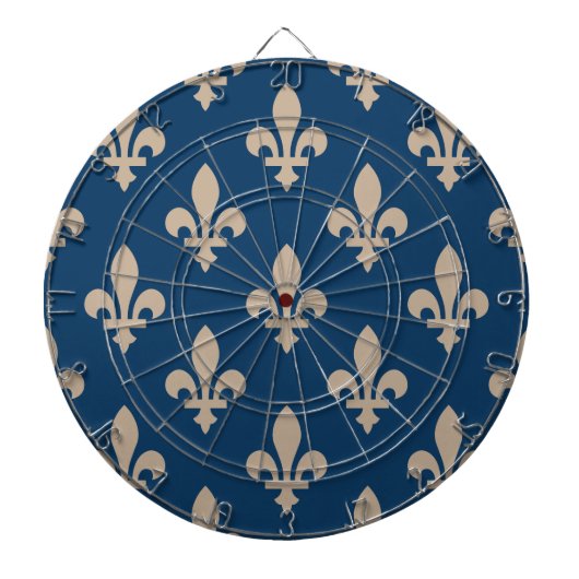 Lilie Pattern, Royal French, Cream on Blue Dartscheibe (vorne)