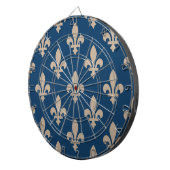 Lilie Pattern, Royal French, Cream on Blue Dartscheibe (Vorderseite rechts)